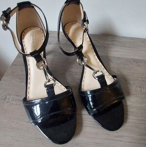 Coach Glossy Black Patent Women's Sandals